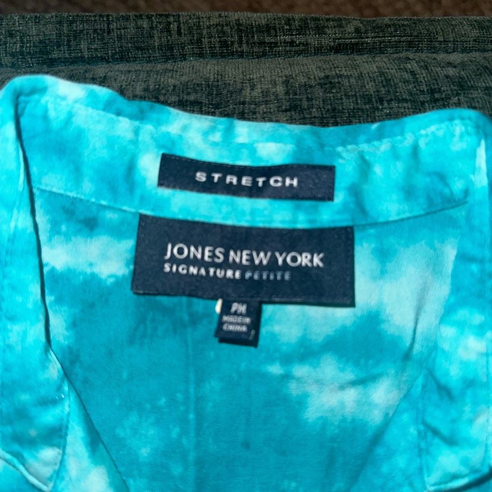 Jones New York Aqua Tie-Dye Blouse